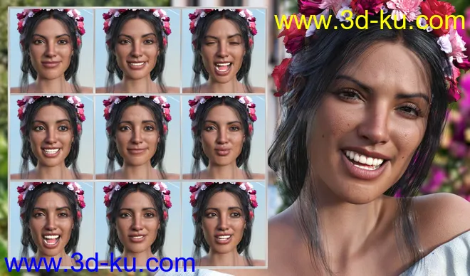 Mexican Girl Expressions for Genesis 8.1 Female and Rosa Maria 8.1模型的图片3