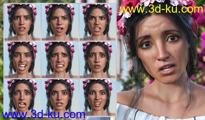 Mexican Girl Expressions for Genesis 8.1 Female and Rosa Maria 8.1模型的图片4