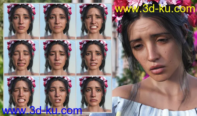 Mexican Girl Expressions for Genesis 8.1 Female and Rosa Maria 8.1模型的图片5