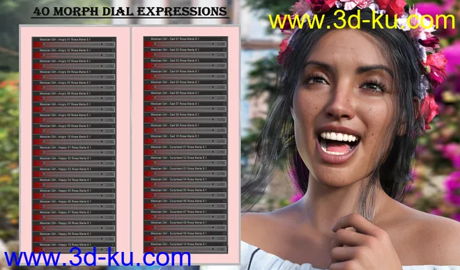 Mexican Girl Expressions for Genesis 8.1 Female and Rosa Maria 8.1模型的图片7