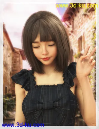 3D打印模型Nirv dForce 20s Fashion Long Bob Hair for Genesis 8 and 8.1 Female的图片