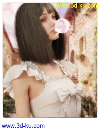 3D打印模型Nirv dForce 20s Fashion Long Bob Hair for Genesis 8 and 8.1 Female的图片