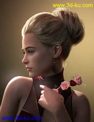 3D打印模型Rose Noel Updo for Genesis 8 and 8.1 Females的图片