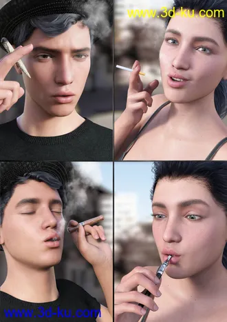 3D打印模型Smoking Day Poses and Expressions for Genesis 8.1的图片