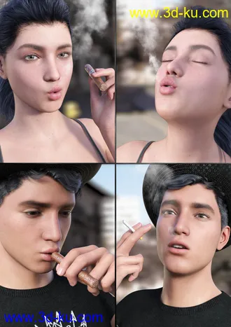 3D打印模型Smoking Day Poses and Expressions for Genesis 8.1的图片