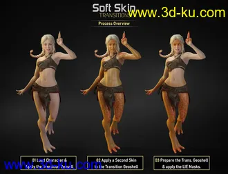 3D打印模型Soft Skin Transitions for Genesis 8 and 8.1 Females的图片