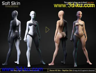 3D打印模型Soft Skin Transitions for Genesis 8 and 8.1 Females的图片