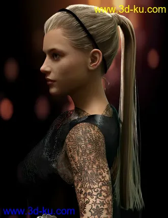 3D打印模型Soiree Glam Hair and Ponytail for Genesis 8 and 8.1 Females的图片