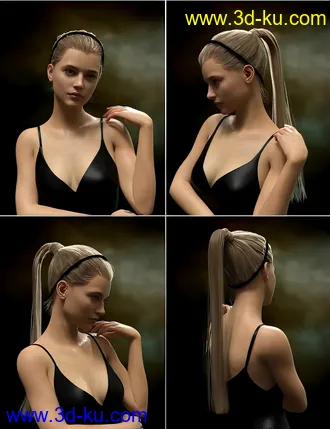 3D打印模型Soiree Glam Hair and Ponytail for Genesis 8 and 8.1 Females的图片