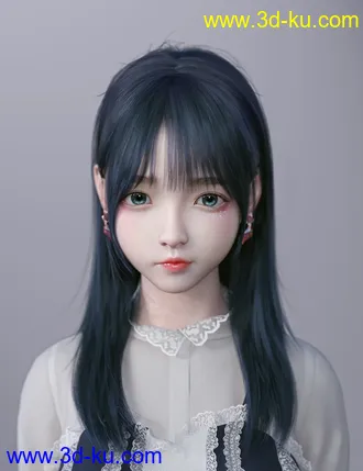 3D打印模型SU Long, Straight Hair for Genesis 8 and 8.1 Females的图片