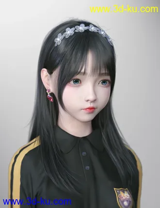 3D打印模型SU Long, Straight Hair for Genesis 8 and 8.1 Females的图片