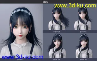 3D打印模型SU Long, Straight Hair for Genesis 8 and 8.1 Females的图片