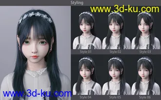 3D打印模型SU Long, Straight Hair for Genesis 8 and 8.1 Females的图片