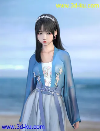 3D打印模型SU Long, Straight Hair for Genesis 8 and 8.1 Females的图片