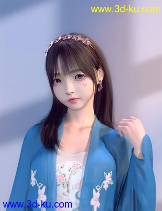 3D打印模型SU Long, Straight Hair for Genesis 8 and 8.1 Females的图片