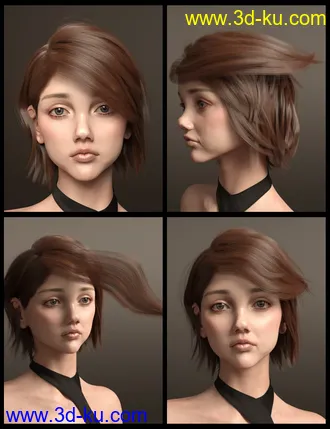 3D打印模型Uerica Hair for Genesis 8 and 8.1 Females的图片