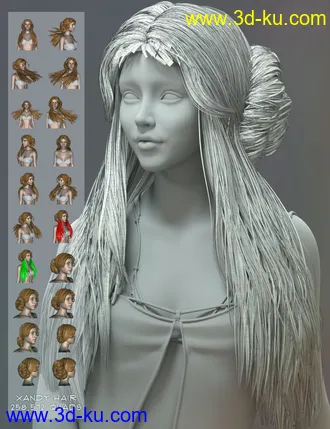 3D打印模型Xandy Hair for Genesis 3, 8 and 8.1 Females的图片