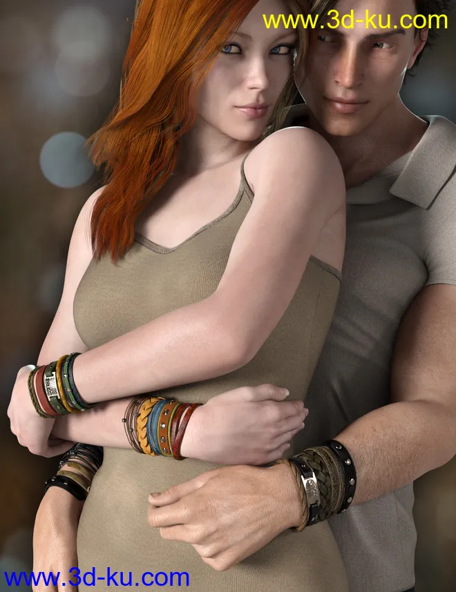 Leather Bracelets for Genesis 8 Male(s) & Female(s)模型的图片3