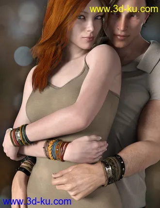 3D打印模型Leather Bracelets for Genesis 8 Male(s) & Female(s)的图片