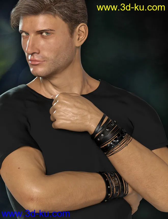 Leather Bracelets for Genesis 8 Male(s) & Female(s)模型的图片5