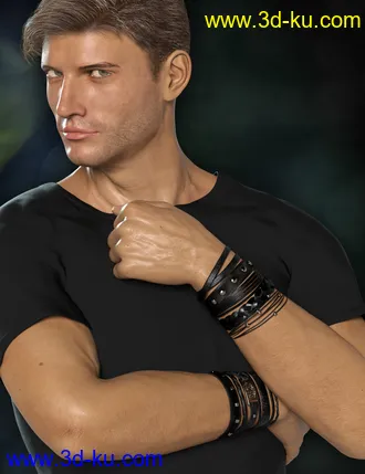 3D打印模型Leather Bracelets for Genesis 8 Male(s) & Female(s)的图片