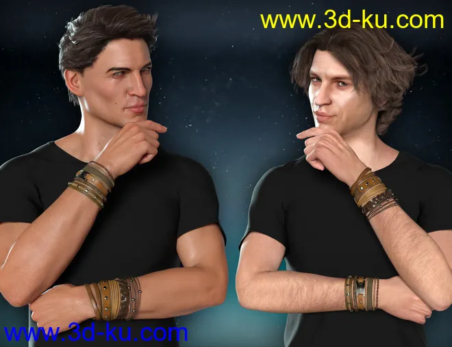 Leather Bracelets for Genesis 8 Male(s) & Female(s)模型的图片8