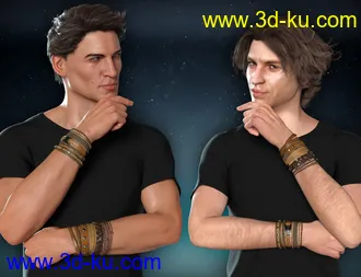 3D打印模型Leather Bracelets for Genesis 8 Male(s) & Female(s)的图片