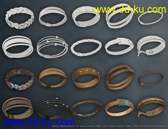 3D打印模型Leather Bracelets for Genesis 8 Male(s) & Female(s)的图片