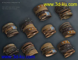 3D打印模型Leather Bracelets for Genesis 8 Male(s) & Female(s)的图片