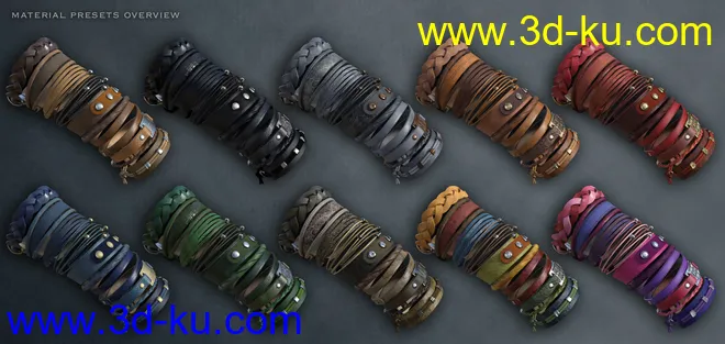 Leather Bracelets for Genesis 8 Male(s) & Female(s)模型的图片11