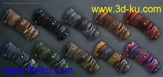 3D打印模型Leather Bracelets for Genesis 8 Male(s) & Female(s)的图片