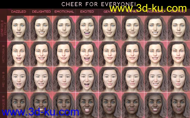 PTF Cheer for Everyone! Expressions for Genesis 8模型的图片2