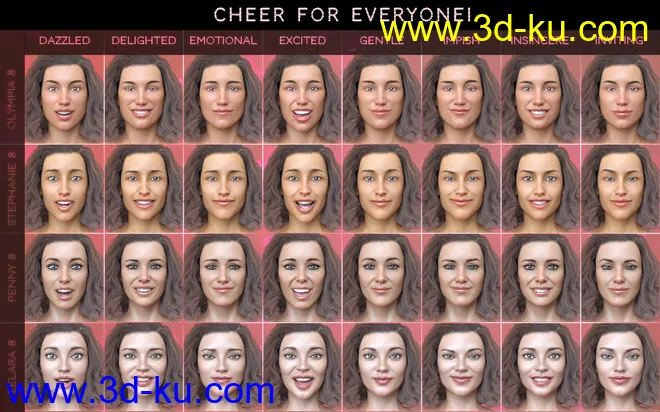 PTF Cheer for Everyone! Expressions for Genesis 8模型的图片3