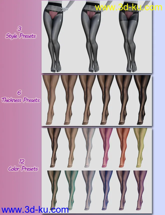 Nylon Pantyhose for Genesis 8 Female(s)模型的图片3