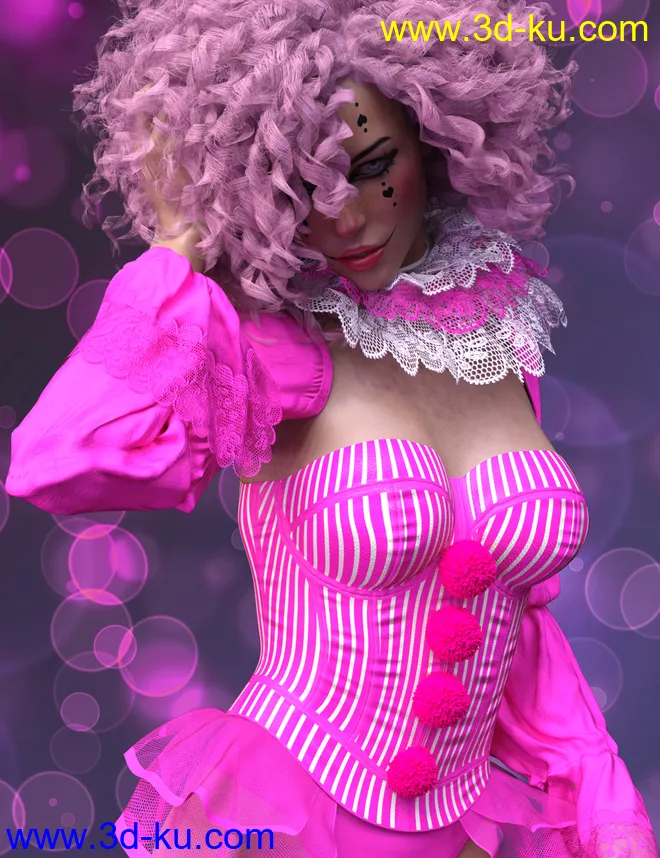 X-Fashion Clown Costume for Genesis 8 Female(s)模型的图片1