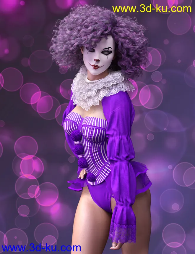 X-Fashion Clown Costume for Genesis 8 Female(s)模型的图片2