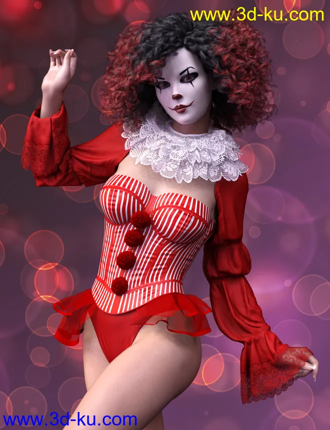 X-Fashion Clown Costume for Genesis 8 Female(s)模型的图片3