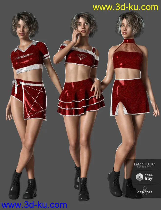 dForce Cheerleader Outfit for Genesis 8 Female(s)模型的图片3