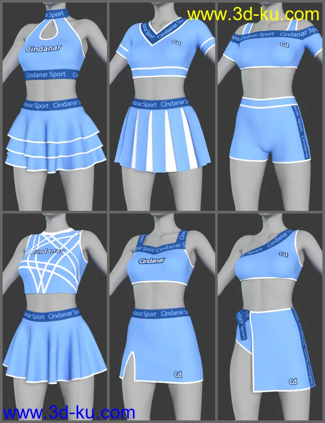 dForce Cheerleader Outfit for Genesis 8 Female(s)模型的图片5