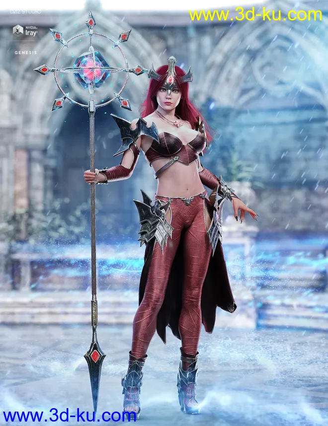 dForce Knight Priestess Outfit and Weapons for Genesis 8 Female(s)模型的图片2