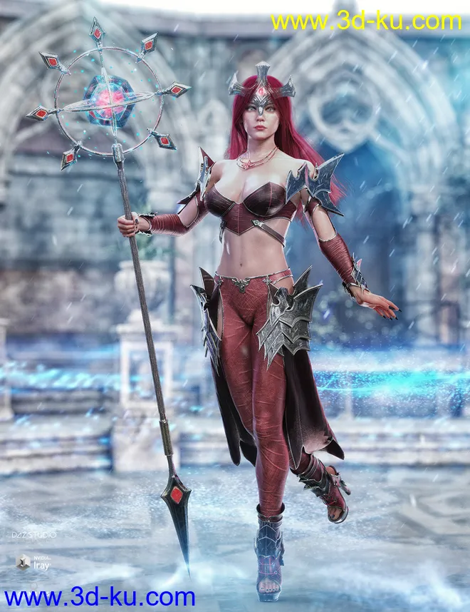 dForce Knight Priestess Outfit and Weapons for Genesis 8 Female(s)模型的图片3