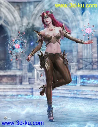 3D打印模型dForce Knight Priestess Outfit and Weapons for Genesis 8 Female(s)的图片