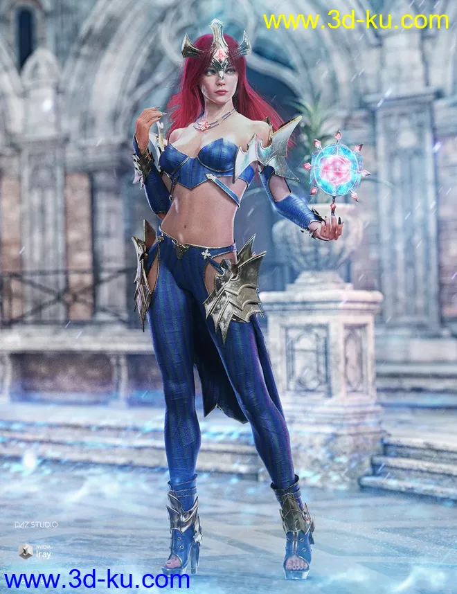 dForce Knight Priestess Outfit and Weapons for Genesis 8 Female(s)模型的图片7