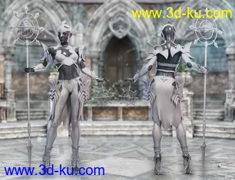 3D打印模型dForce Knight Priestess Outfit and Weapons for Genesis 8 Female(s)的图片