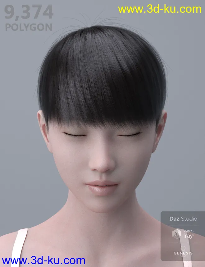 HY Short Hair for Genesis 3 and 8模型的图片1