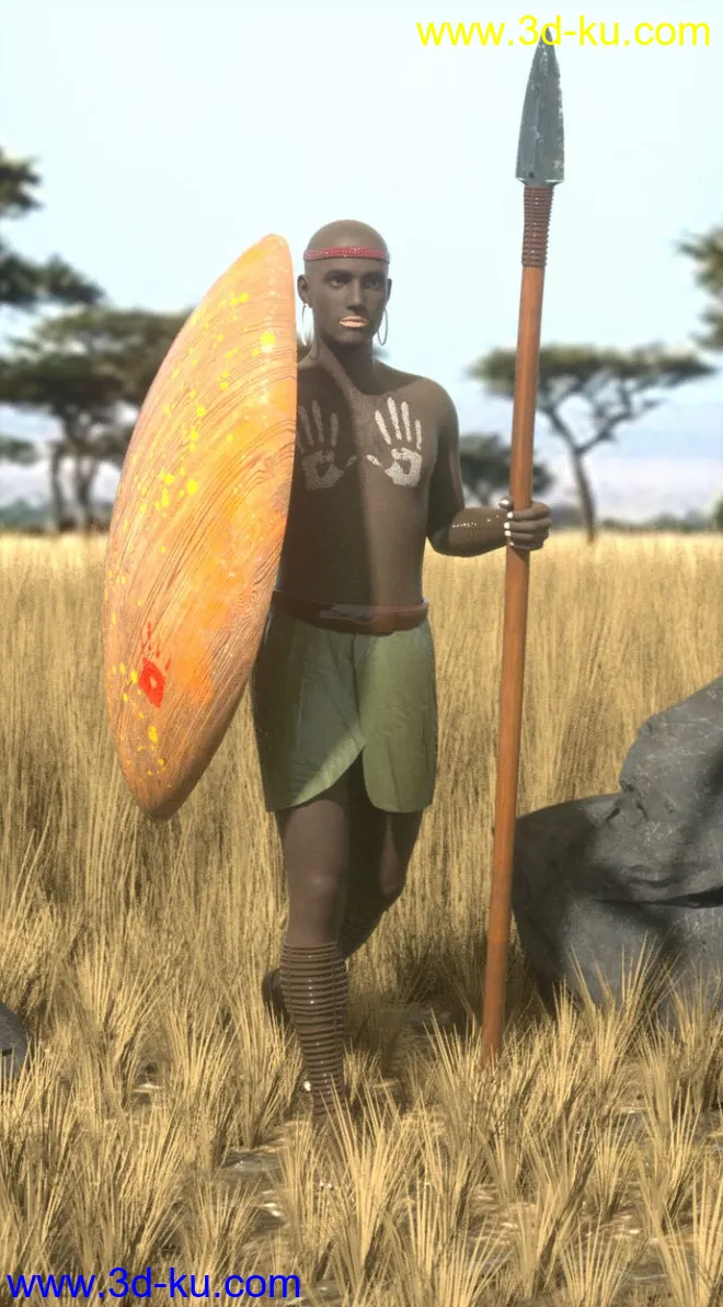 African Tribal Warrior Outfit for Genesis 8 Male(s)模型的图片1