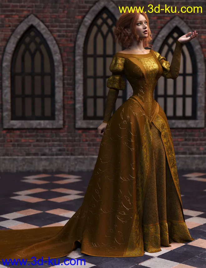 dForce Gown of Fantasy 1 for Genesis 8 Female(s)模型的图片5