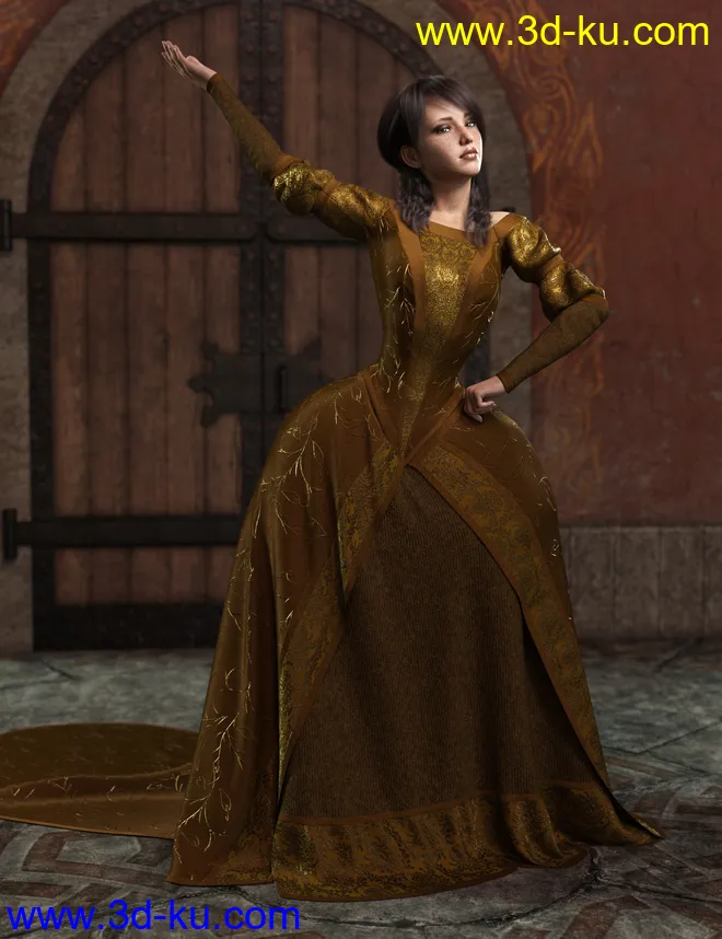 dForce Gown of Fantasy 1 for Genesis 8 Female(s)模型的图片10