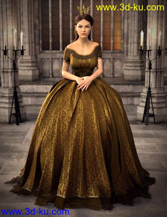 dForce Gown of Fantasy 2 for Genesis 8 Female(s)模型的图片1