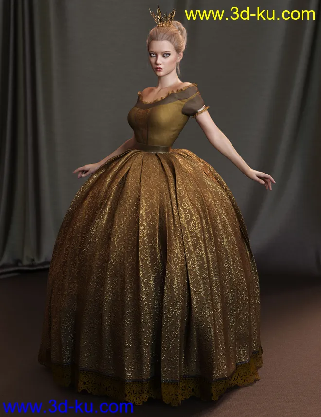 dForce Gown of Fantasy 2 for Genesis 8 Female(s)模型的图片5